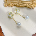 Flower Clear Look Center and Pearl Look Jacket Earrings view 6