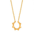 Gold Open Sunburst Circle Pendant Necklace Fine Chain view 5