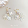 Gold Iridescent Crystal Petal Drop Earrings Pave Ball view 4