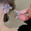 Silver Crystal Ribbon Bow Decorative Ear Cuff Clips view 1