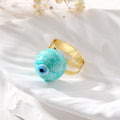 Gold Tone Swirled Resin Evil Eye Adjustable Rings in Nine Colors view 8