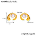 Gold Irregular C-Shaped Stud Earrings With Glue Bead view 6