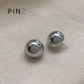 Large Polished Dome Ball Stud Earrings Gold Silver view 7