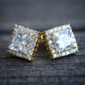 Square Halo Stud Earrings With Clear Center Stones view 2