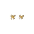 Mini Gold Tone Pave Clear Stone Flower Stud Earrings view 5
