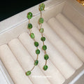 Green Beaded Linear Long Drop Statement Stud Earrings view 1