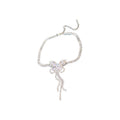 Silver Tone Iridescent Butterfly Crystal Necklace And Long Earring Set view 5