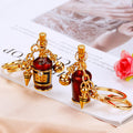 Jeweled Wine Bottle Keychain with Gold Tone Bell and Corkscrew view 4