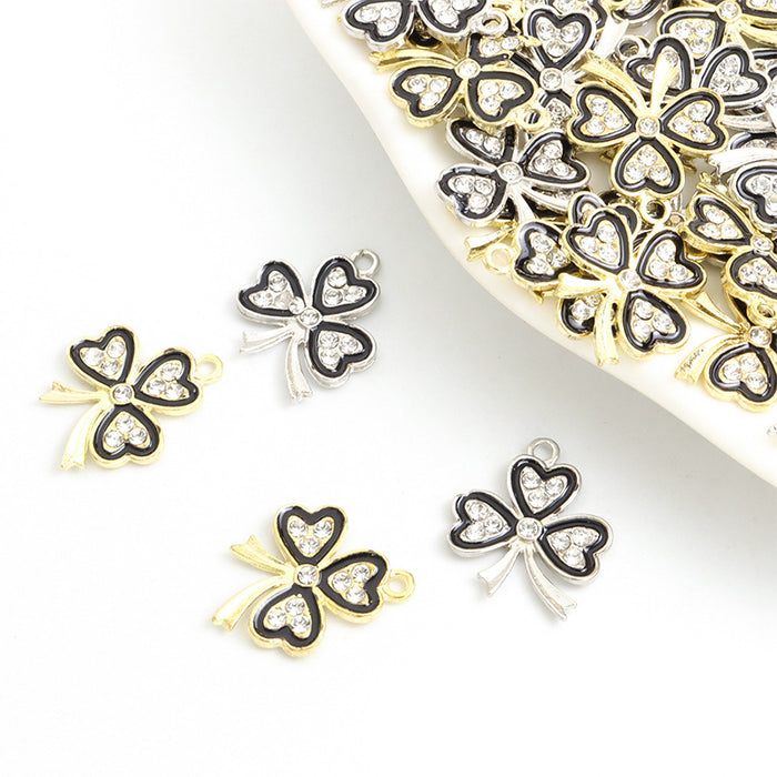 Enamel-Look And Crystal-Accented Gold Silver Decorative Alloy Charms in 2 Styles