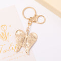 Rhinestone Angel Wings Cross Metal Keychain Gold Clip view 4