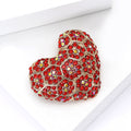 Red Crystal Honeycomb Heart Brooch Gold Tone Pavé Rhinestones view 3