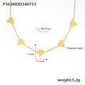 Multi Heart Station Necklace Gold Tone Titanium Steel Chain view 6