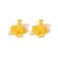 Pink Yellow and White Fabric Flower Statement Earrings view 5