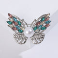 Silver Rhinestone Butterfly Pearl Brooch Four Colors view 8