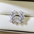 Silver Tone Oval Marquise Cluster Leaf Stud Earrings view 3