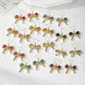 Gold Bow Dried Flower Resin Earrings Ten Color Styles view 1