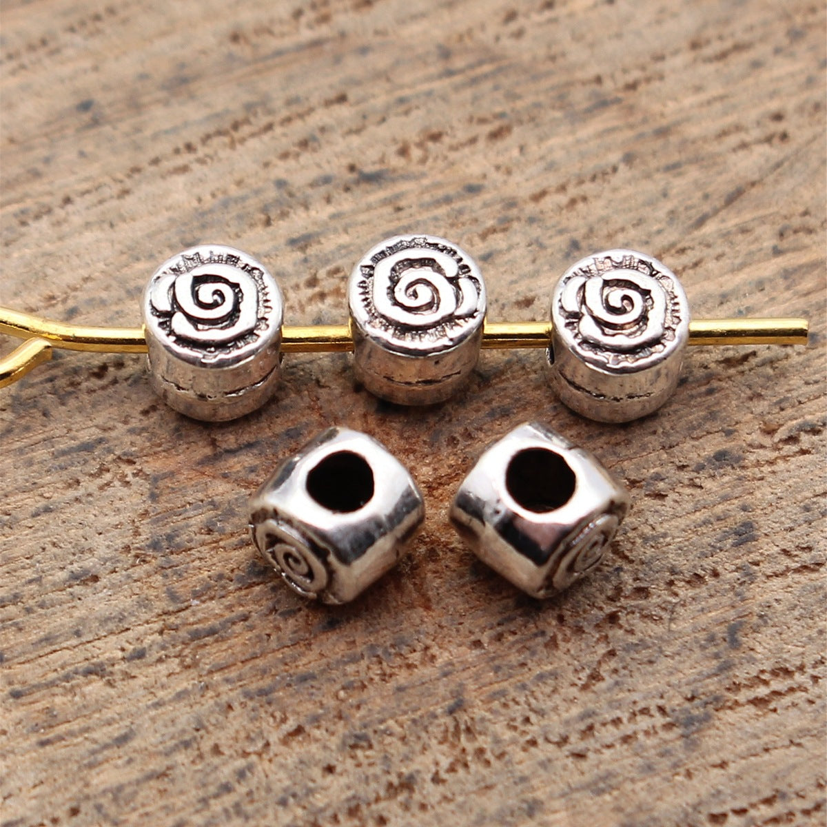 4.1x4.1x3.7mm 0.2g Multicolor Zinc Alloy Round Swirl Pattern Small Hole Double Sided Beads for DIY Bracelet Making