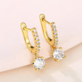 Single Crystal Drop Huggie Hoop Earrings in Two Metal Tones view 6