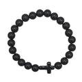Black Bead Stretch Bracelet Black Cross Accent Beads view 5