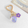 Glitter Resin Strawberry Pendant Bag Charm Keychain With Flower view 9