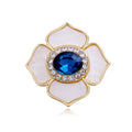 Blue White Camellia Metal Brooch Pin for Jackets and Lapels view 1