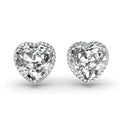 Silver Heart Halo Clear CZ Pavé Stud Earrings Metal view 3