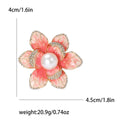Layered Enamel Flower Brooch with Pearl Center Decorative Clothing Pin view 9