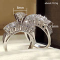 Round Center Stone Fan Halo Ring Set With Clear Stone Accents view 2