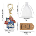 Blue Mom Floral Enamel Keychain Gold Lobster Clasp view 2