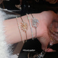 Gold Double Layer Firework Pearl Zircon Open Cuff Bracelet view 1