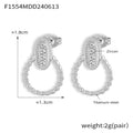 Twisted Rope Drop Stud Earrings With Zircon Gold Or Steel view 6