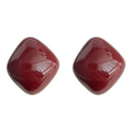 Burgundy Enamel Geometric Cushion Stud Earrings Glossy Finish view 5