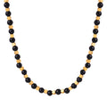 Black Round Bead Gold Hexagon Spacer Necklace Strand view 5
