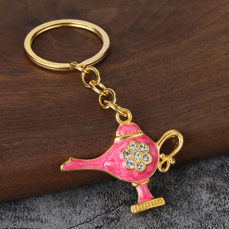 Colorful Magic Lamp Metal Keychain for Bag Charm and Travel Souvenir