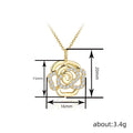Open Rose Flower Crystal Necklace in Gold Tone Jewelry view 4