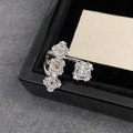 Silver Open Ring With Four Linked Square Clear Stones view 6
