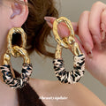 Fabric Wrapped Chain Drop Earrings in Three Colors view 4