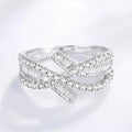 Baguette And Round Clear Stone Crisscross Extra-Wide Ring In Silver Tone view 5