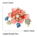 Enamel Peony Brooch with Pearl Center in Coral or Blue view 5