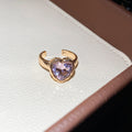 Open Adjustable Crystal Heart And Square Stone Rings view 3