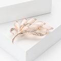 Cat Eye Stone Flower Bouquet Brooch Rose Gold Rhinestone view 2
