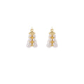 Double Row Pearl Look Gold Tone Small Hoop Earrings view 5