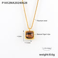 Gold Square Tiger Eye Pendant Necklace And Bead Chain view 6
