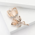 Rose Gold Tulip Brooch Cream Cabochon Clear Rhinestone Pin view 3