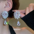 Silver Tone Floral Crystal Necklace and Drop Earring Options view 3