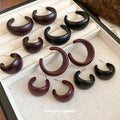 Acrylic C Hoop Stud Earrings in Three Colors and Two Sizes view 3