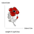 Red Poppy Flower Brooch With Gold or Silver Tone Stem view 6