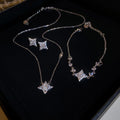 Silver Tone Clear Crystal Starburst Bracelet And Pendant Necklace view 3