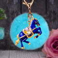 Crystal Horse Keychains with Faux Fur Pompoms and Plain Options view 10