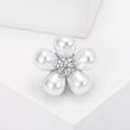 Five Petal Pearl Flower Brooch With Crystal Center view 4